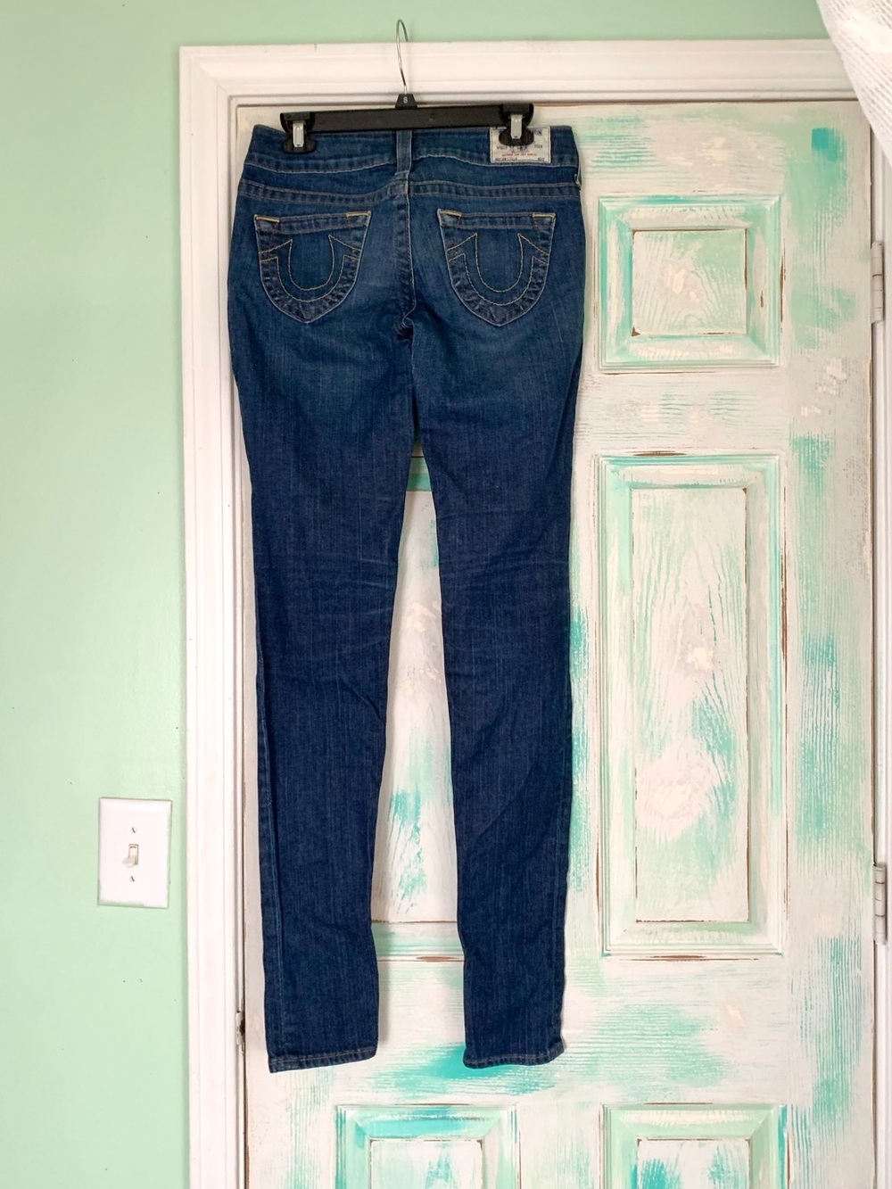 True Religion Stella Medium Wash Blue Denim Jeans Size 28